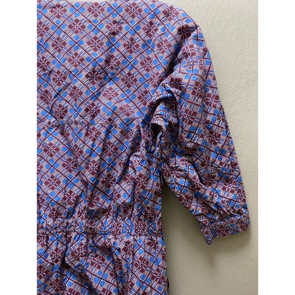 Rachel Comey Holt Geometric Print Purple Blue Puff Sleeve Ankle Jumpsuit Size 6 - Picture 4 of 14